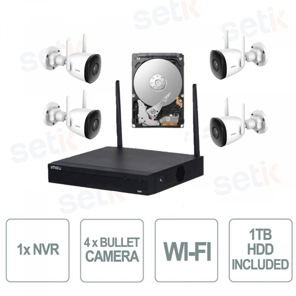 Imou Kit - 4x 2MP Bullet Cameras 3.6mm Lens + 1x IP NVR 4 Channels Onvif 1TB HDD Included