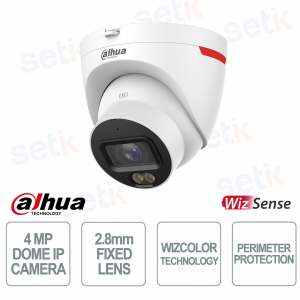 Telecamera Dahua IPC-HDW2449T-S-LED-PRO 4MP 2.8mm con AI, WizColor e Protezione Perimetrale