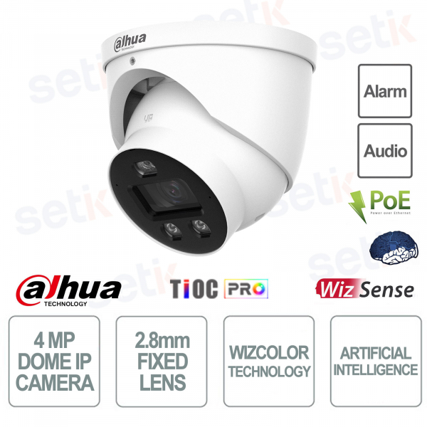 Dahua IPC-HDW3449H-AS-PV-PRO 4MP 2.8mm White Camera with AI, WizColor, and Perimeter Protection