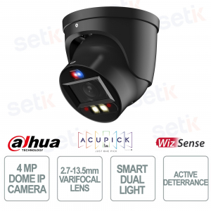 Telecamera Dahua IPC-HDW3449H-ZAS-PV-B 4MP Nera Varifocale con AI, Smart Dual Light e Protezione Perimetrale