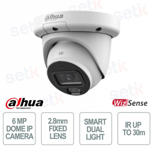 Telecamera Dahua IPC-HDW3649QM-S-IL 6MP 2.8mm con AI, WizSense e Smart Dual Light