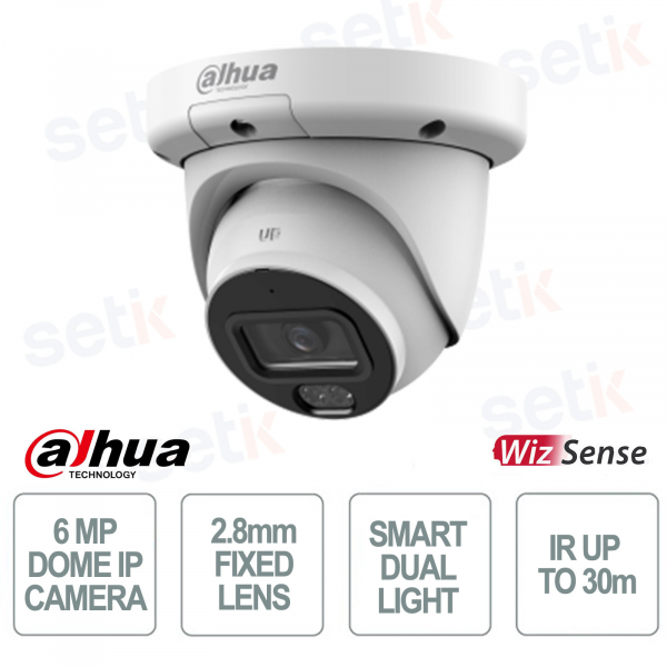 Telecamera Dahua IPC-HDW3649QM-S-IL 6MP 2.8mm con AI, WizSense e Smart Dual Light