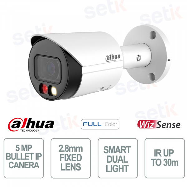 Telecamera Dahua IPC-HFW2549S-S-IL 5MP 2.8mm con AI e Smart Dual Light