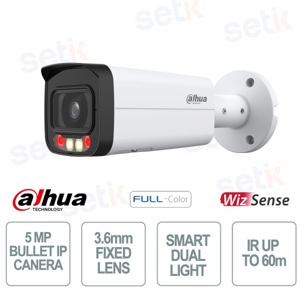Telecamera Dahua IPC-HFW2549T-AS-IL 5MP 3.6mm con AI e Smart Dual Light
