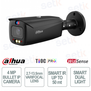 Telecamera Dahua 4MP IP Bullet Nera Varifocale 2.7–13.5mm con AI e Visione Notturna
