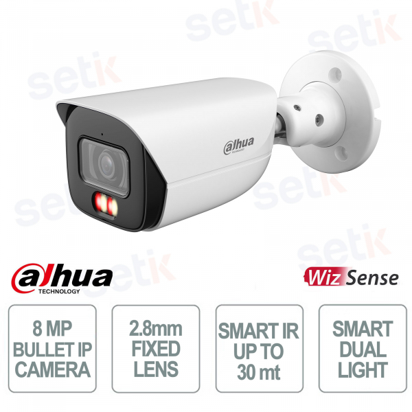Telecamera Dahua 8MP Bullet IP 2.8mm con AI e Smart Dual Light