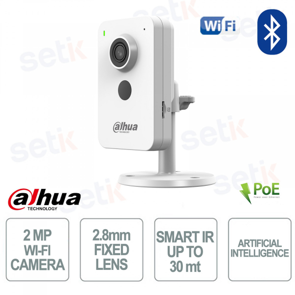 Caméra IP Dahua Cube 2MP 2,8 mm Wi-Fi/PoE avec IA et audio