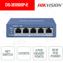 Hikvision DS-3E0505P-E | 4-Port 60W Gigabit PoE Switch for Video Surveillance