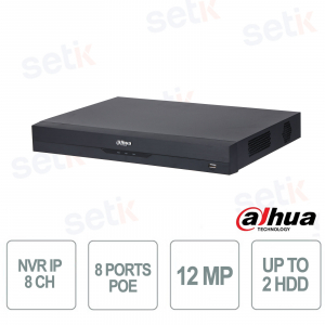 NVR2208-8P-I2 WizSense | 8-Channel 4K NVR with AI and 8 PoE Ports - Dahua