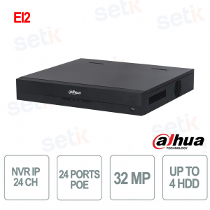NVR5424-24P-EI2 | NVR 24 Canali 32MP 8K AI con 24 Porte PoE - Dahua