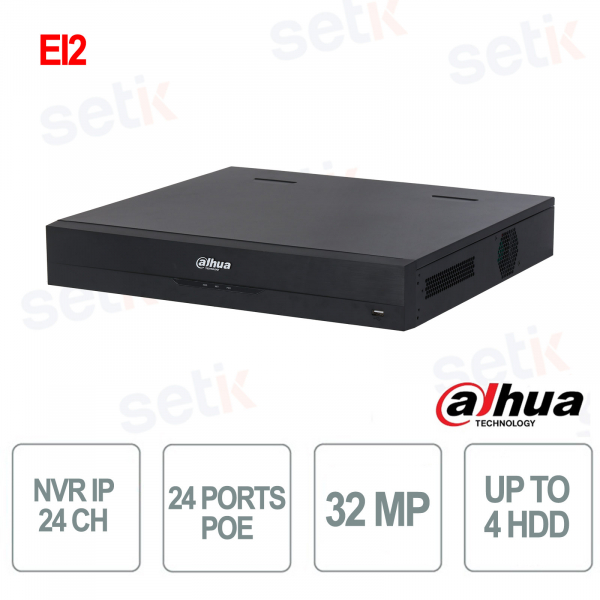 NVR5424-24P-EI2 | NVR 24 Canali 32MP 8K AI con 24 Porte PoE - Dahua