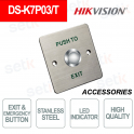 DS-K7P03/T: pulsante uscita ed emergenza in acciaio inox con LED - Hikvision