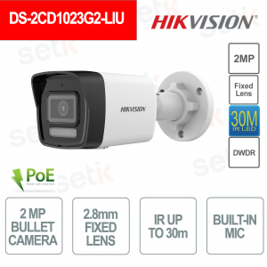 Caméra Hikvision 2MP 2,8 mm AI avec audio et lumière hybride intelligente IP67