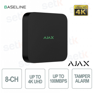 134499.122.BL1 - Ajax 8-Channel 4K Black DC NVR – Secure Network Video Recorder