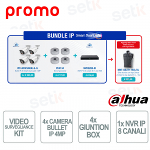 Dahua Smart Dual Light IP Bundle - 4x IP cameras - 4x brackets - 1 8-channel IP NVR