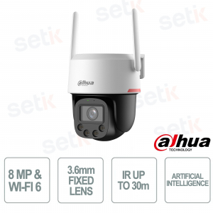 Dahua 8MP 4K PT Wi-Fi Camera with 3.6mm Lens, AI, 360° View and Integrated Alarm