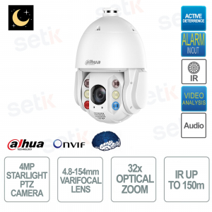 Caméra Dahua Starlight PTZ 4 MP avec zoom 32x, IA, suivi automatique et sécurité 24 h/24 et 7 j/7
