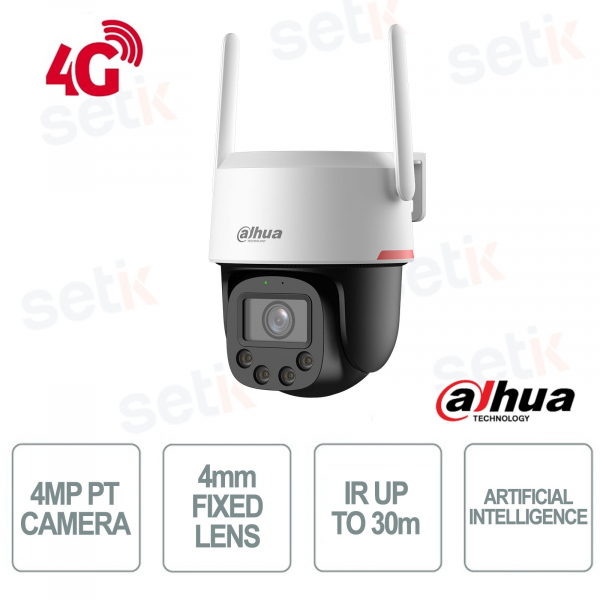 Telecamera Dahua 4MP 4G Pan & Tilt con Ottica 4 mm, AI e Visione 360°