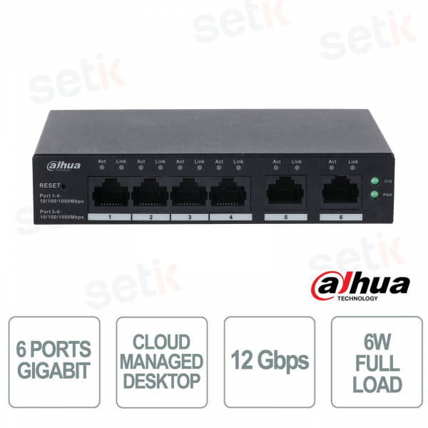 Commutateur Dahua CS4006-4GT 6 ports Gigabit géré dans le cloud pour réseaux d'entreprise
