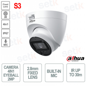 Telecamera Dahua HAC-HDW1239TLQ-IL-A-S3 2MP con lente fissa 2.8 mm, Smart Dual Light e protezione IP67