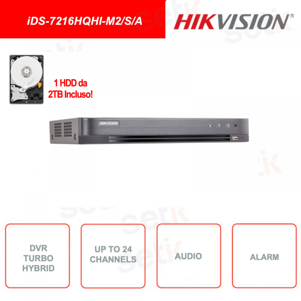 Enregistreur Vidéo Numérique DVR Turbo Hybrid - 5en1 - 16 canaux - 6MP - Audio - Alarme - HDD inclus