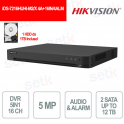 AcuSense 5MP 16-Channel DVR with AI, H.265 Pro+, Vehicle/People Detection and Remote Access - Hikvision