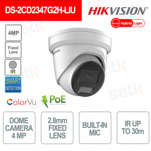 Hikvision DS-2CD2347G2H-LIU 4MP Camera with 2.8mm Fixed Lens and Smart Hybrid Light ColorVu
