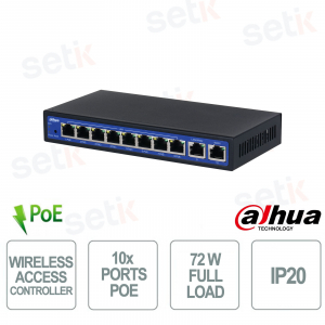EAC10-P: 10-Port PoE Wireless Access Controller for High-Performance SMB Enterprise Wi-Fi Networks - Dahua