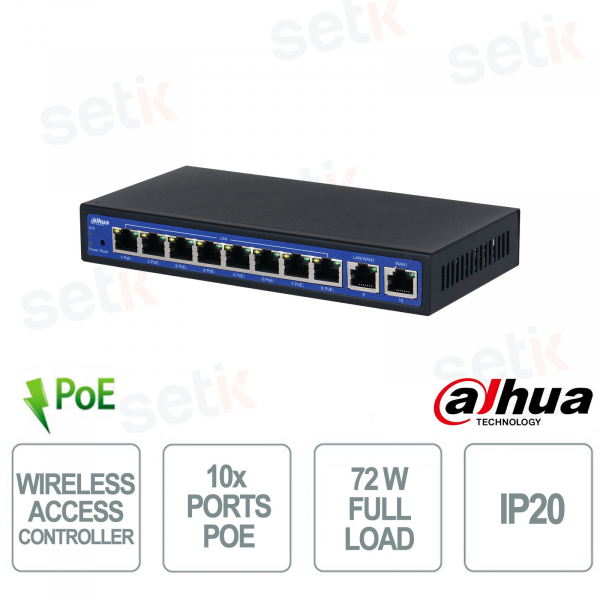 EAC10-P: 10-Port PoE Wireless Access Controller for High-Performance SMB Enterprise Wi-Fi Networks - Dahua