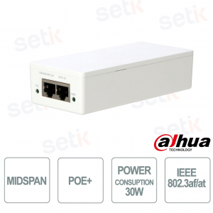 TAM1GT1GT-30 – Injecteur Gigabit PoE+ 30 W pour caméras IP et réseaux professionnels - Dahua