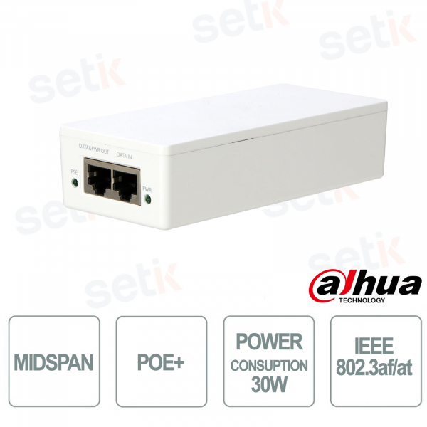 TAM1GT1GT-30 – 30W Gigabit PoE+ Midspan for IP Cameras and Professional Networks - Dahua