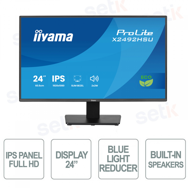iiyama ProLite X2492HSU-B1 – Moniteur IPS Full HD 24 pouces écologique avec cadre ultra-fin et technologies EyeSafe