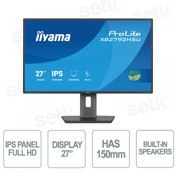 Iiyama ProLite XB2792HSU-B1 27” IPS Full HD Monitor – Eco, Ergonomic, and Eye-Care