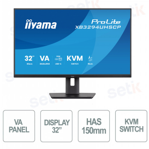 Monitor Iiyama ProLite XB3294UHSCP-B1 32” 4K VA – Potenza, connettività e comfort professionale