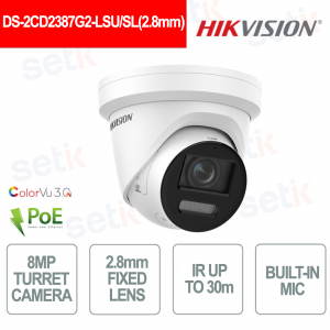 DS-2CD2387G2-LSU/SL 2.8mm – Telecamera IP 8MP ColorVu con Intelligenza Artificiale - Hikvision