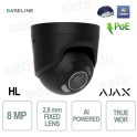 Ajax TurretCam HL 8MP 2.8mm nera: Telecamera IP con AI e Visione Notturna
