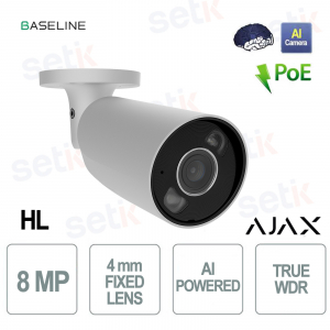 Ajax BulletCam HL 8MP 4mm White with AI – Smart IP Security Camera with TrueWDR
