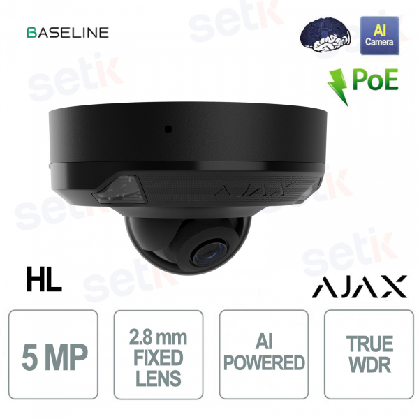 Ajax DomeCam Mini HL 5MP 2.8mm Black with AI – Smart IP Camera