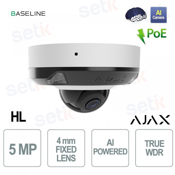 Ajax DomeCam Mini HL 5MP 4mm White with AI – Smart IP Camera