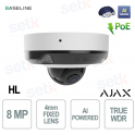 Ajax DomeCam Mini HL 8MP 4mm Bianca con AI – Telecamera IP Smart