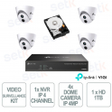 Kit de vidéosurveillance – 1 NVR + 4 caméras dôme + disque dur 1 To - Vigi