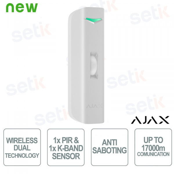 Ajax Curtain Outdoor Mini Jeweller – Capteur de rideau extérieur sans fil PIR et micro-ondes, portée de 5 m, IP55, anti-sabotage