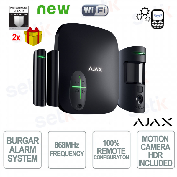 Kit de démarrage Ajax Cam HDR sans fil GPRS/Ethernet 2SIM 2G HDR Version noire