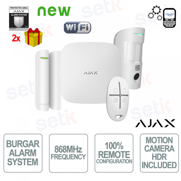 Kit de démarrage Ajax Cam HDR sans fil GPRS/Ethernet 2 SIM 2G HDR Version blanche