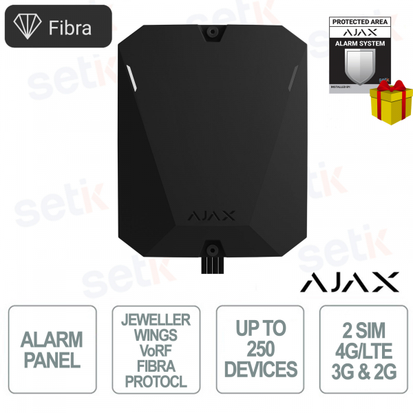 Ajax Superior Hub Hybrid 2 Nero: Centrale Ibrida Professionale con Ethernet e Doppia SIM