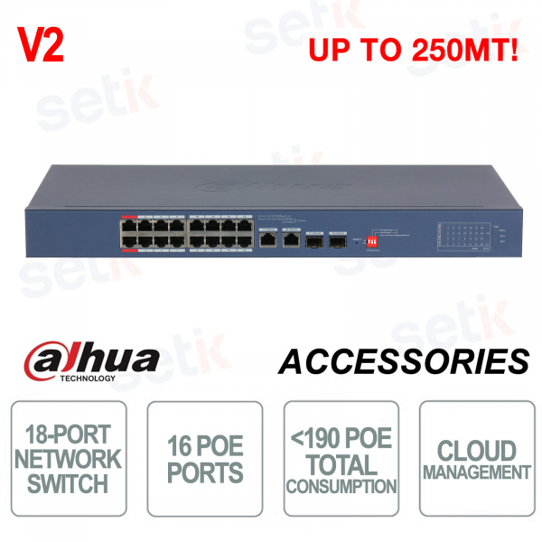 CS4218-16ET-190 V2: 18 Port Smart Managed Switch with PoE 90W - Dahua