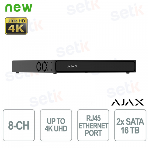 Ajax H2DAC 8-Channel Black NVR with Integrated AI and 4K Support - Ajax