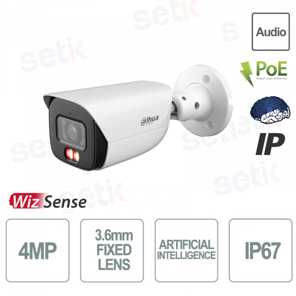 AI Lite Wizsense IP ONVIF® PoE 4MP 2.8mm Smart Dual Light Bullet Camera - Dahua