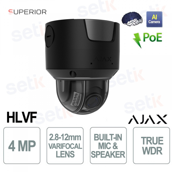 Ajax HLVF 4MP Dome Camera Black – AI Security with IR and P-Iris - Ajax