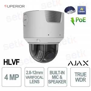 Telecamera Dome 4MP Ajax HLVF Bianca – Sicurezza AI con IR e P-Iris - Ajax